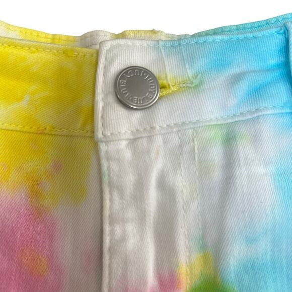 Judy Blue Tie Dye Cut Off Jean Shorts Size M Denim Pink Blue Yellow - Picture 6 of 15